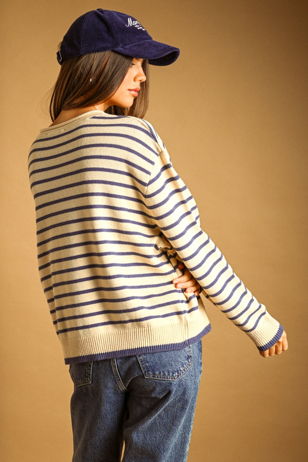 Berkshires Rolled Crew Striped Sweater
