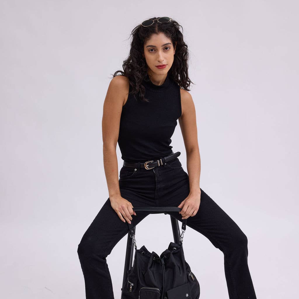 Leather Belt with Metal Strap Holders | 2 Colors Available