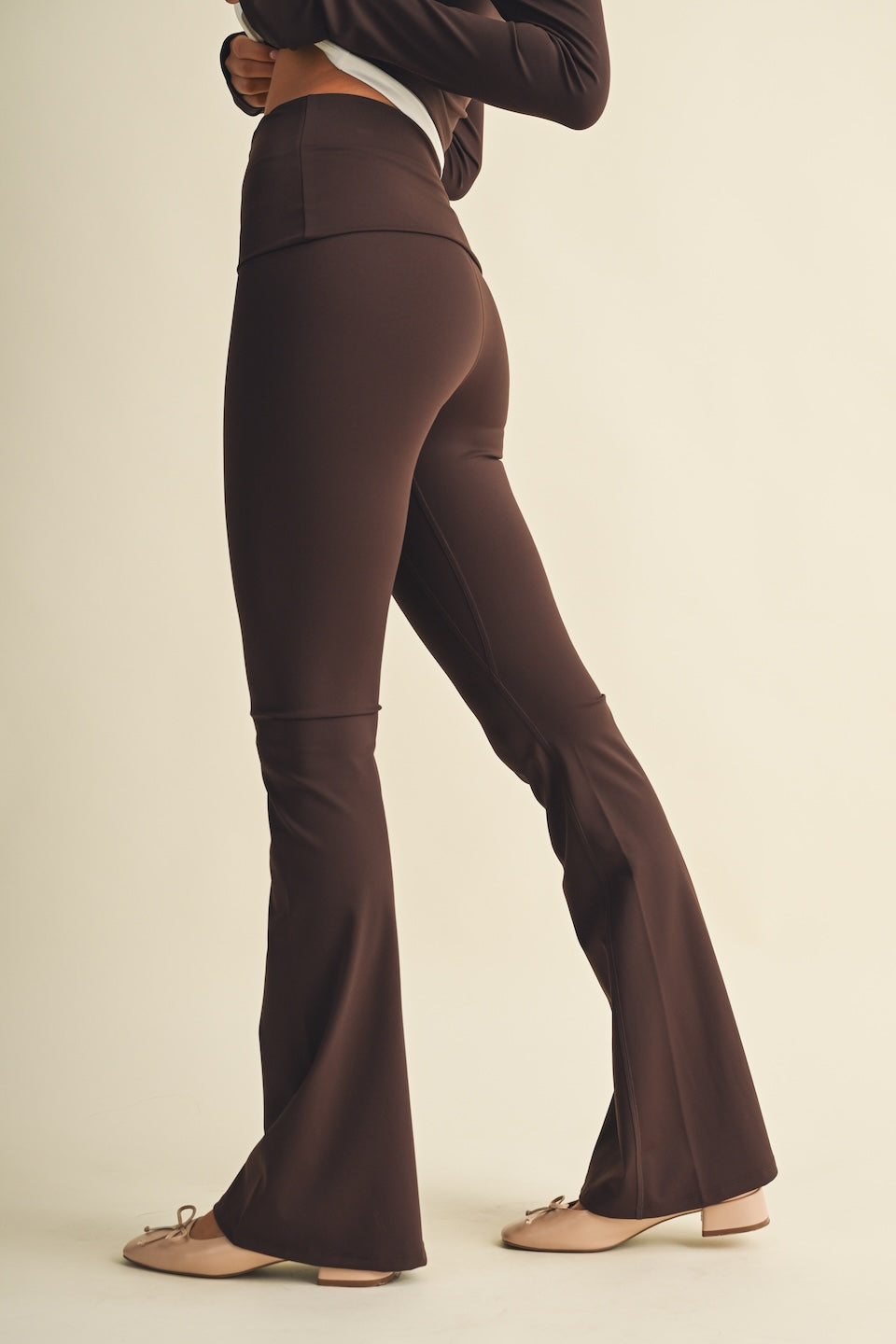 Active Foldover Flare Legging | Dark Chocolate