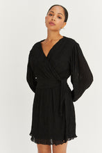 Load image into Gallery viewer, Crescent Pleated Chiffon Wrap Dress
