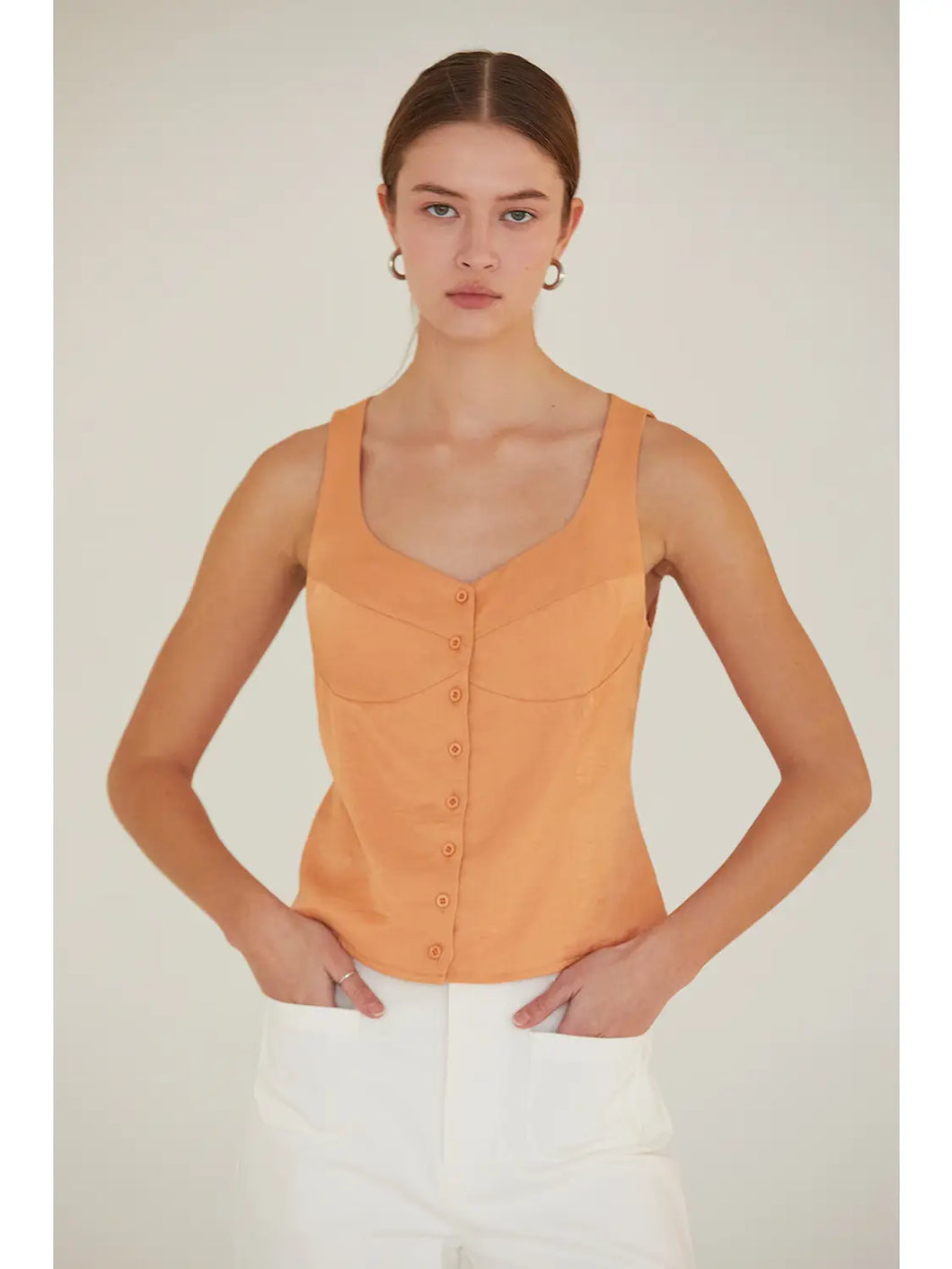 Crescent Ava Satin Button Up Top *2 Colors Available