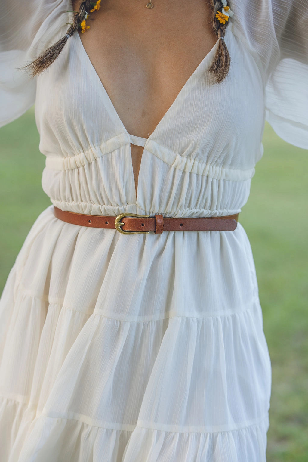 Everyday Skinny Brass Buckle Leather Belt | 3 Colors Available