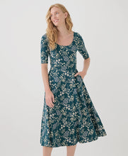 Load image into Gallery viewer, Pact Fit &amp; Flare Double Scoop Dress | Celestial Wildflowers
