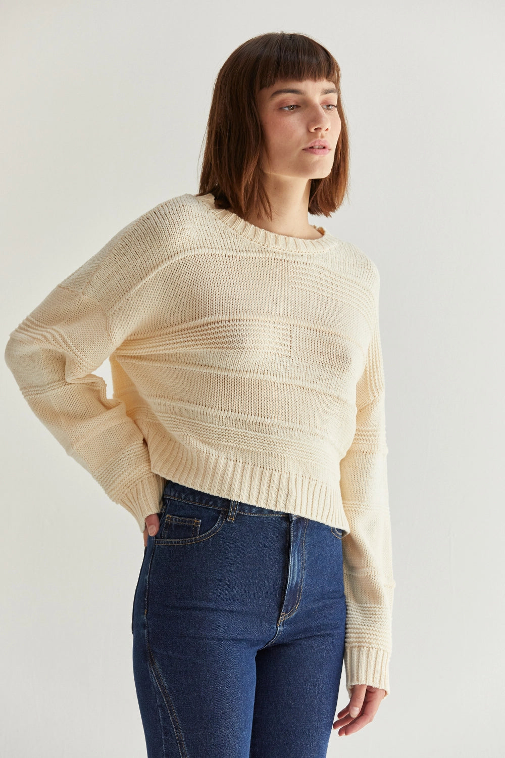 Cassi Textured Shadow Stripe Sweater