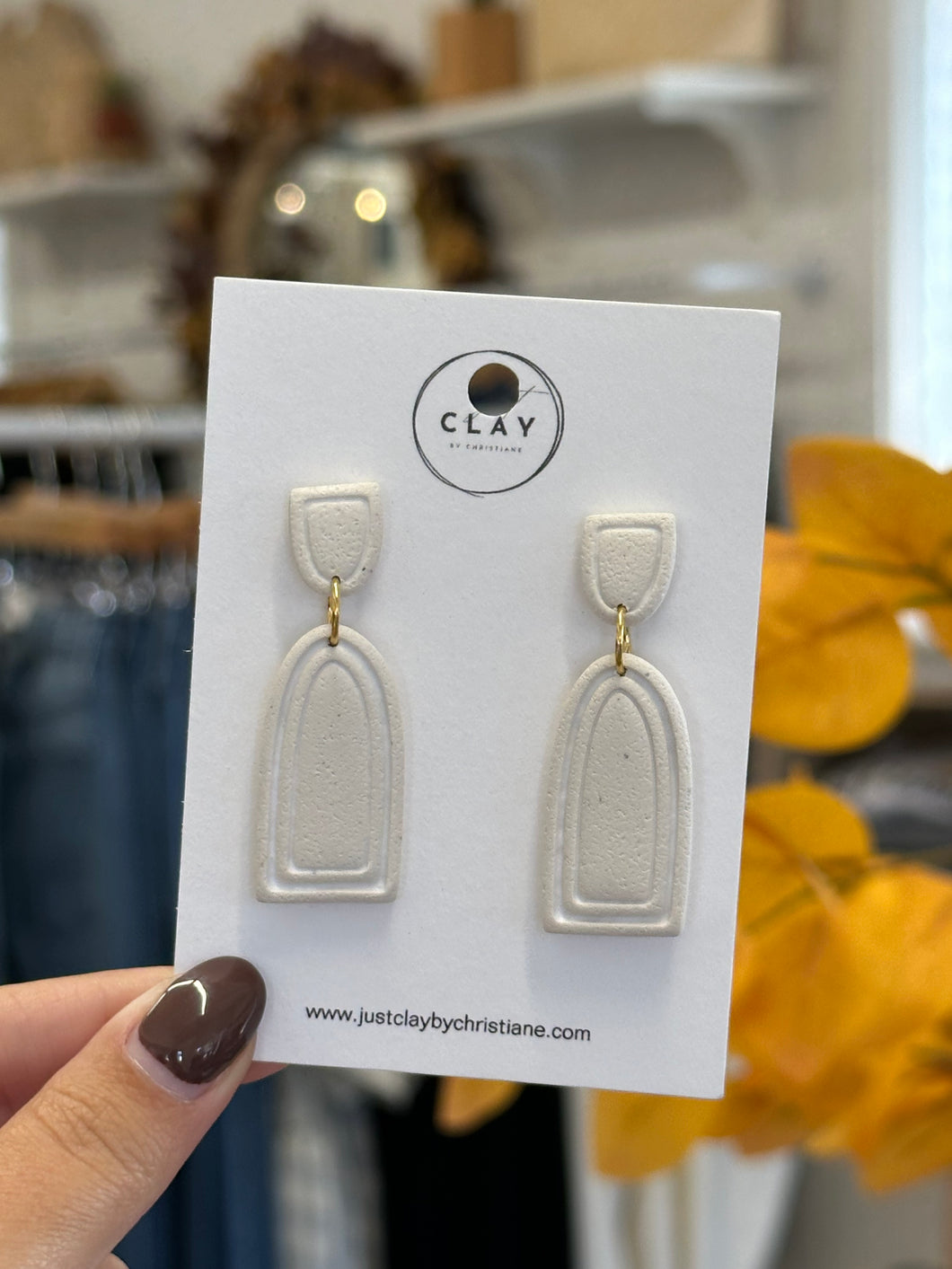 Just Clay White Stud Dangle