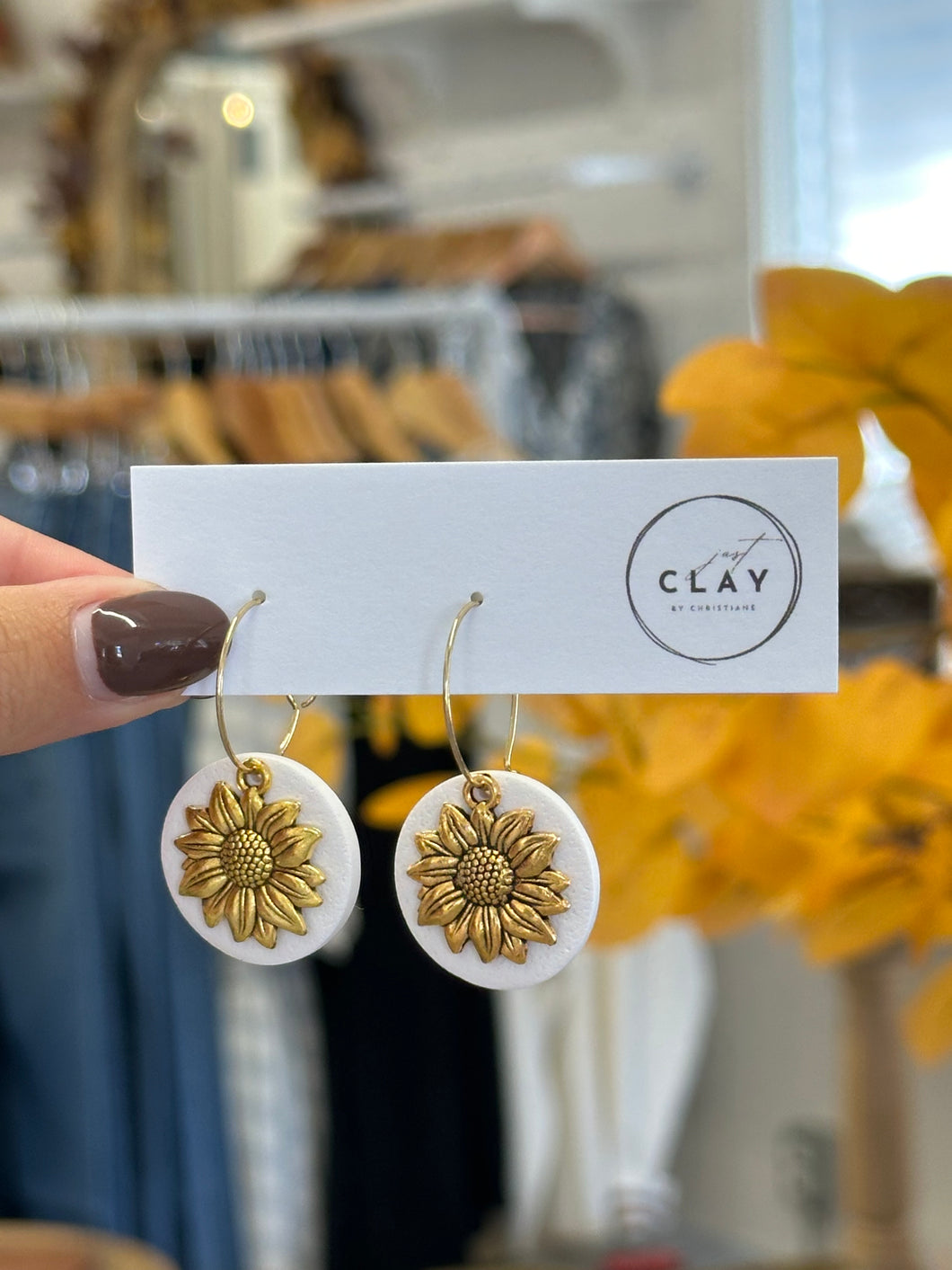 Just Clay Sunflower Dangle