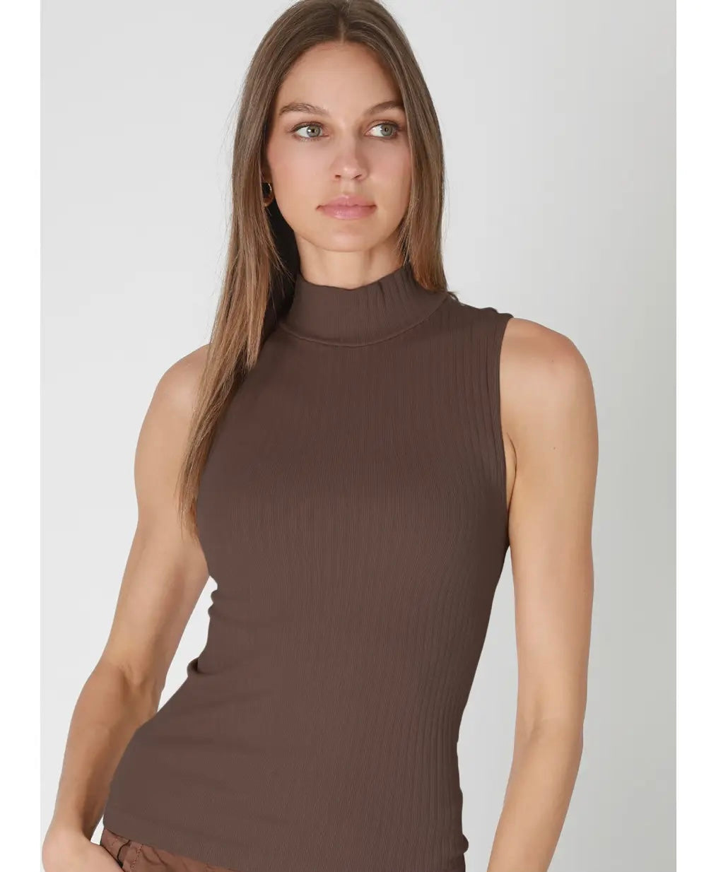 NIKIBIKI Wide Ribbed Mock Neck Tank