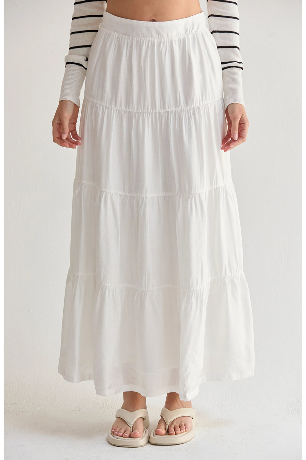 Crescent Tiered Tencel Maxi Skirt