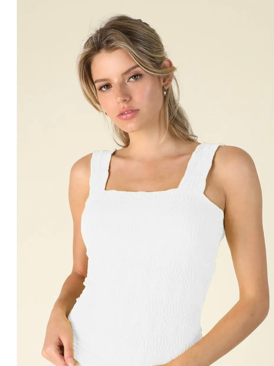*Back In Stock!* Lace Textured Square Tank