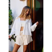 Load image into Gallery viewer, Beachcomber Lace Trim Button Down
