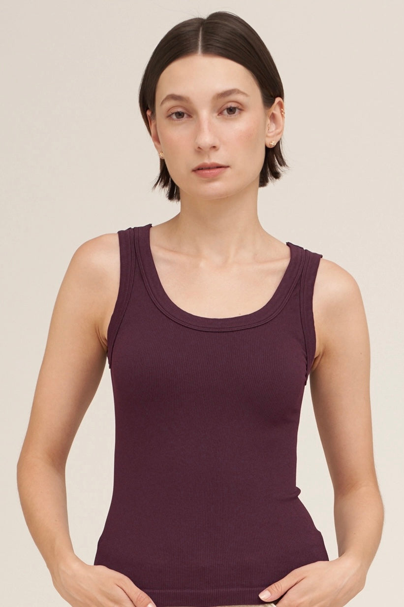 Reversible Ribbed Tank Top | Raisin