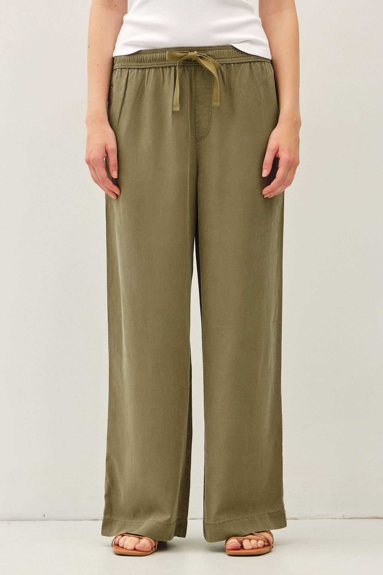 Tencel Wide Leg Pants | Caper