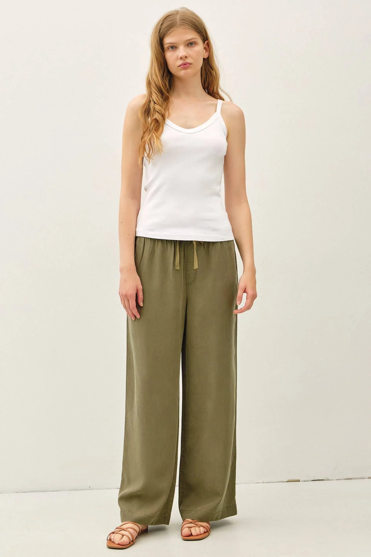 Tencel Wide Leg Pants | Caper
