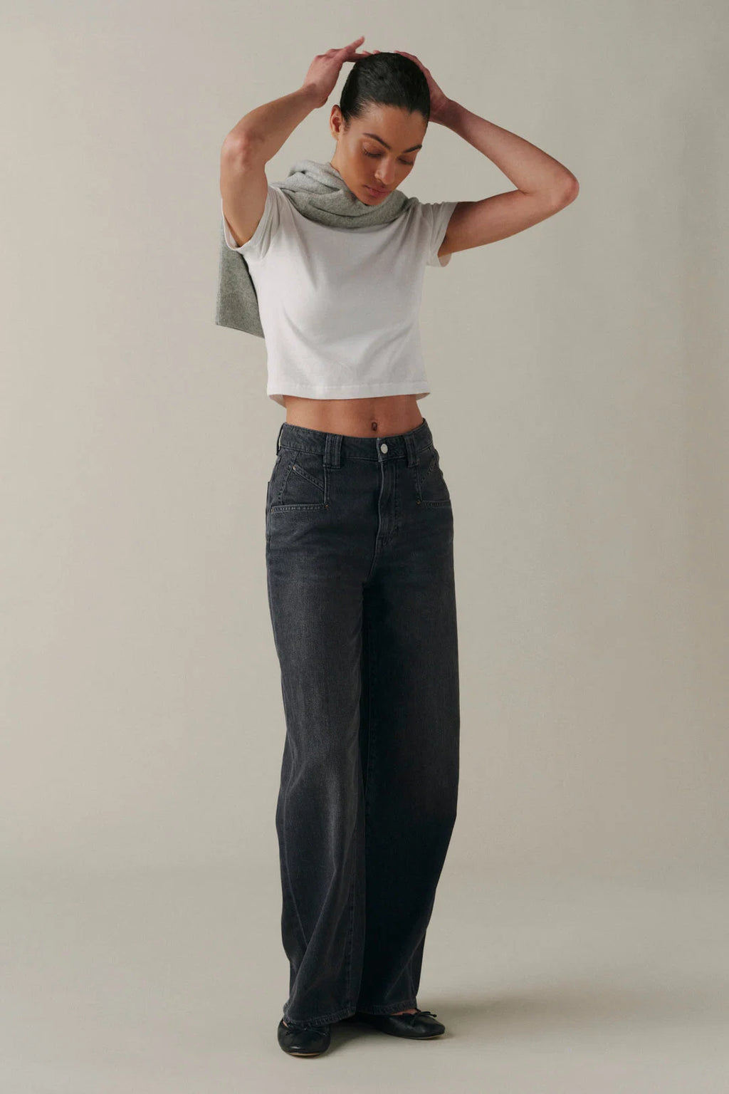 WARP + WEFT NCE-Wide Leg Jeans | Greyscale