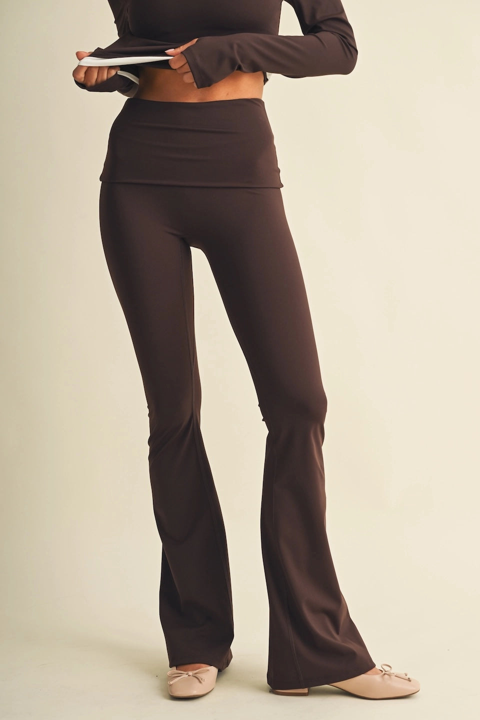 Active Foldover Flare Legging | Dark Chocolate