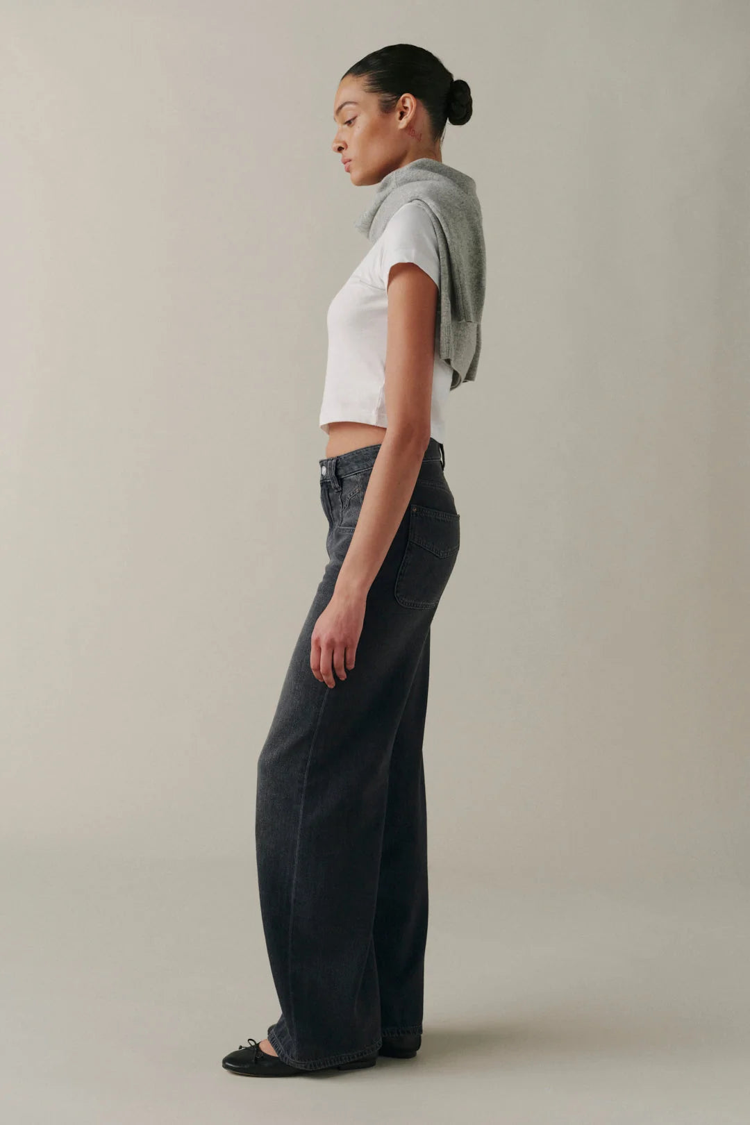 WARP + WEFT NCE-Wide Leg Jeans | Greyscale
