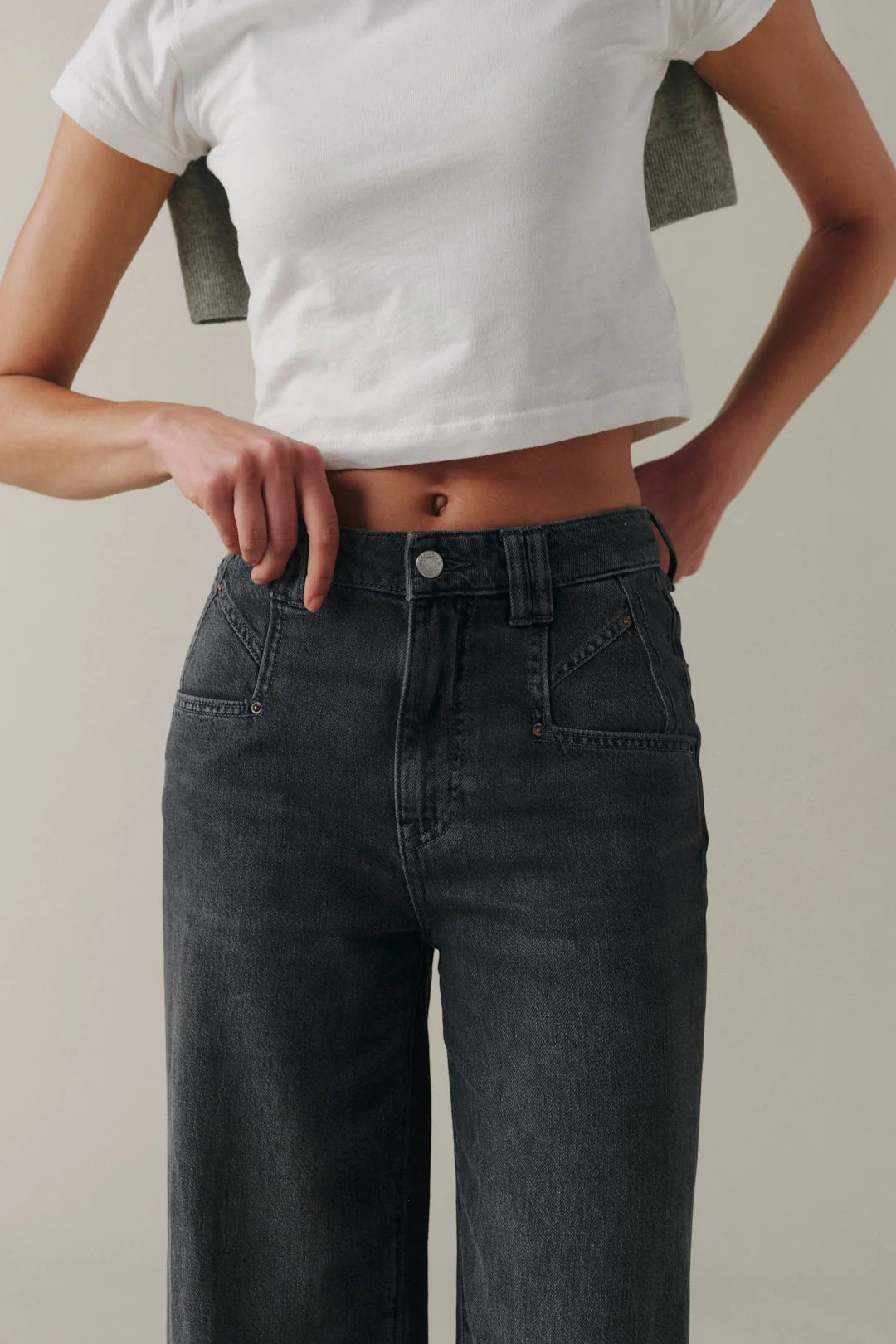WARP + WEFT NCE-Wide Leg Jeans | Greyscale