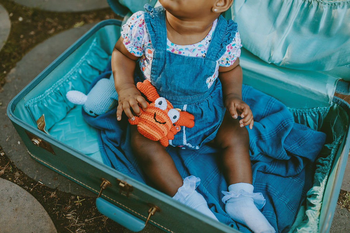 Organic Cotton Crochet Red Crab Baby Rattle