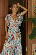 Load image into Gallery viewer, Bali ELF Carmen Wrap Maxi Dress - Grey Floral
