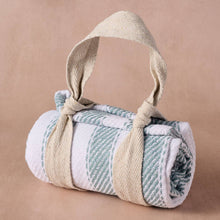 Load image into Gallery viewer, Garmee Upcycled Cotton Beach Blanket | Blue Stripe
