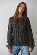 The Hudson Cable Knit Sweater | Washed Black