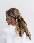 100% Silk Bandana Scarf | Classic Deep Olive Floral Western