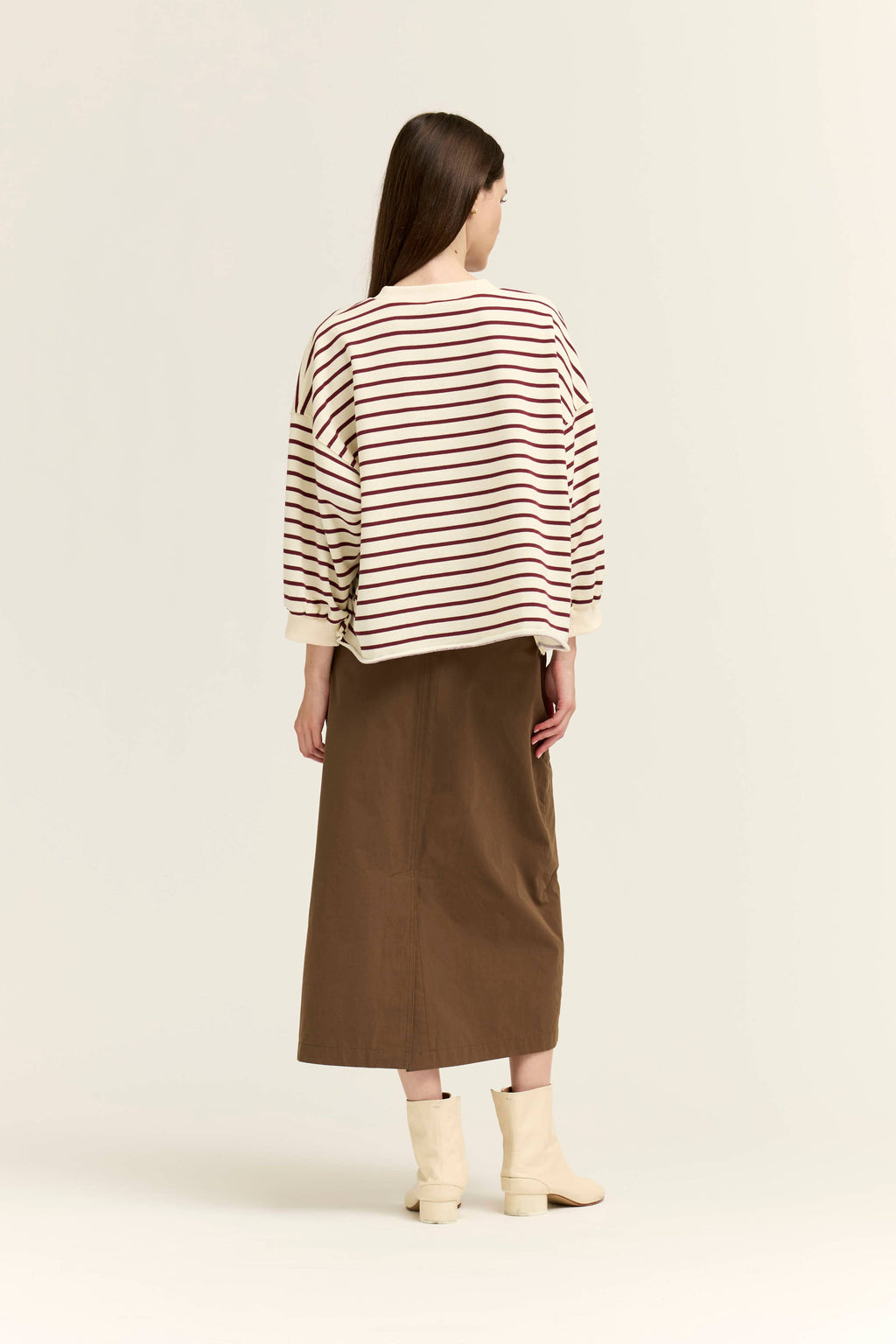Easy Fit Stripe Sweatshirt | Cream/Brick