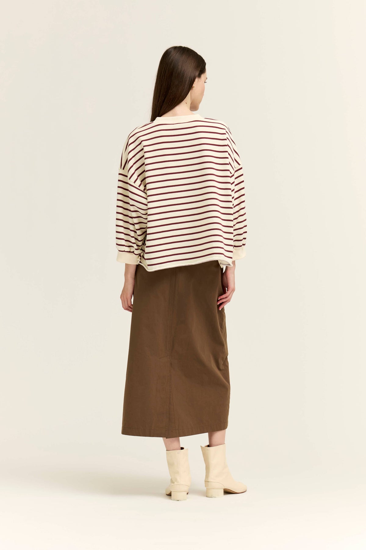 Easy Fit Stripe Sweatshirt | Cream/Brick
