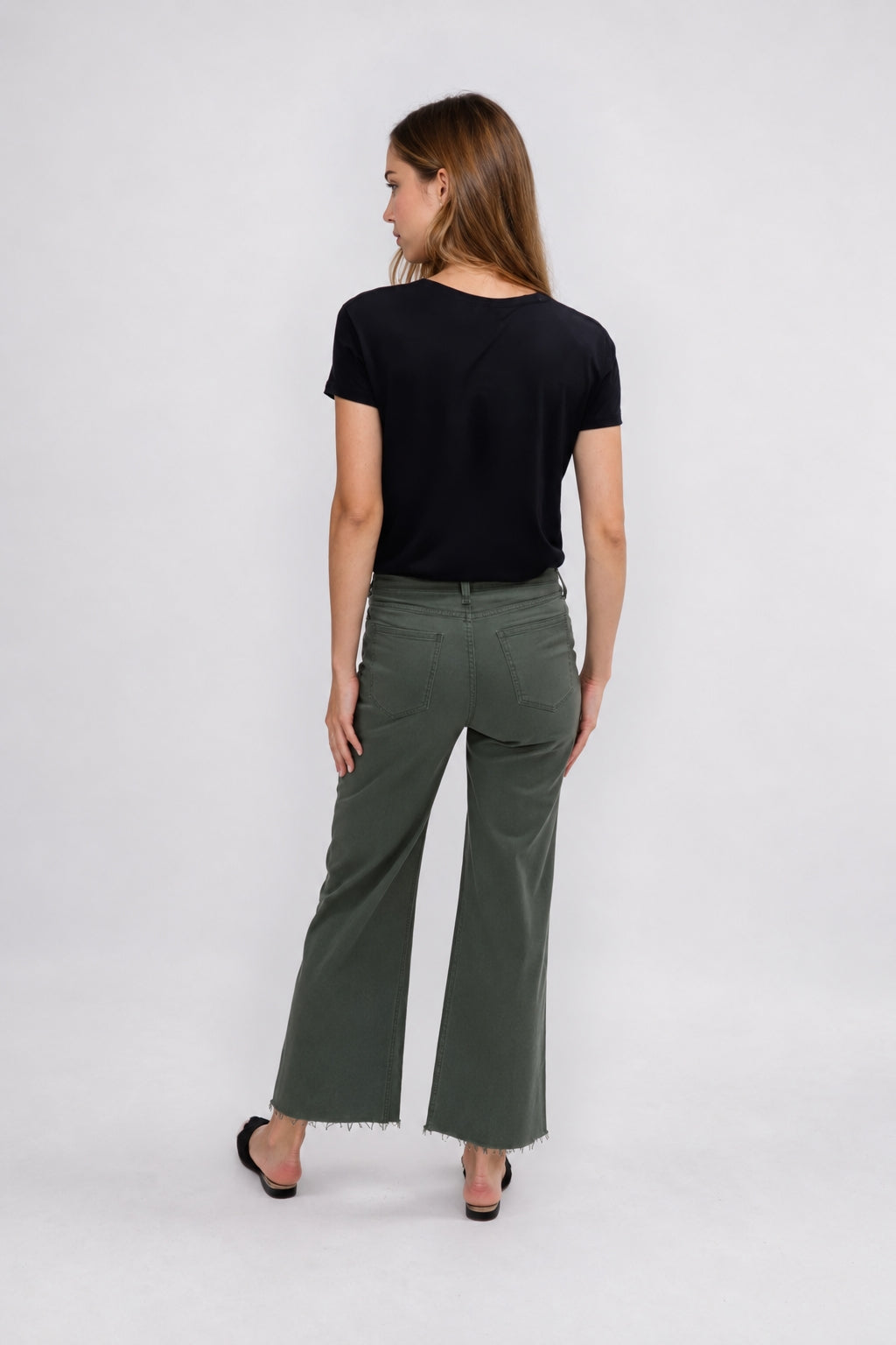 Aberdeen Ankle Crop High Rise Jean | Olive Green
