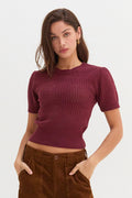 Flynn Netted Sweater Top | Berry
