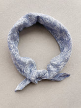 Load image into Gallery viewer, Bandana - Denim Linen with Protea &amp; White
