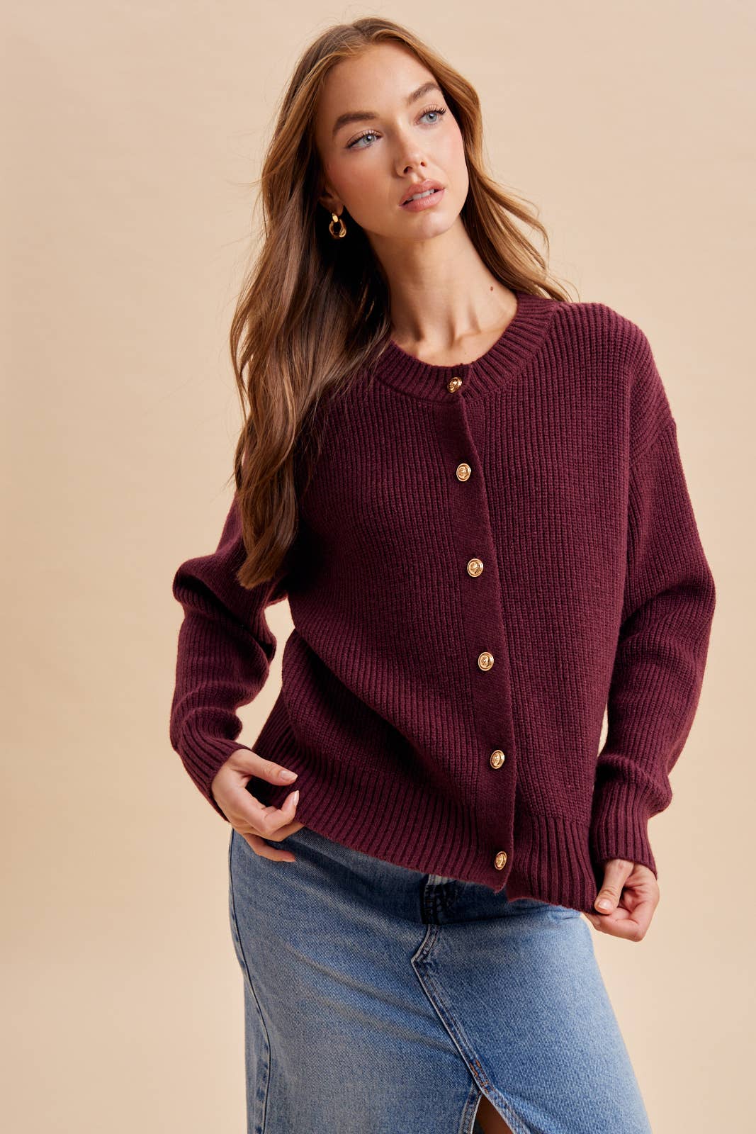The Eloise Gold Button Cardigan