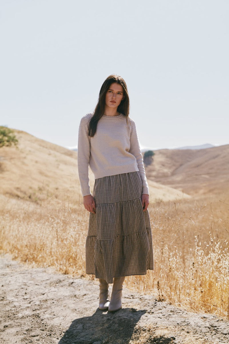 Gingham Tiered Skirt | Chestnut