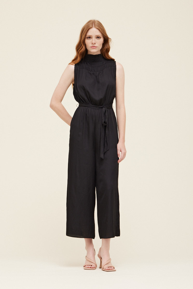 Grade & Gather Sleeveless Solid Satin Jumpsuit