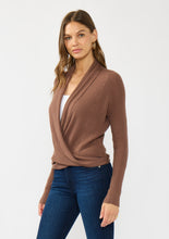 Load image into Gallery viewer, Waffle Knit Long Sleeve Tie Front Cardigan | Clove
