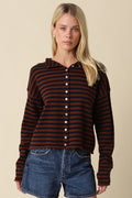 Elina Striped Collar Sweater | Brown/Dk Navy