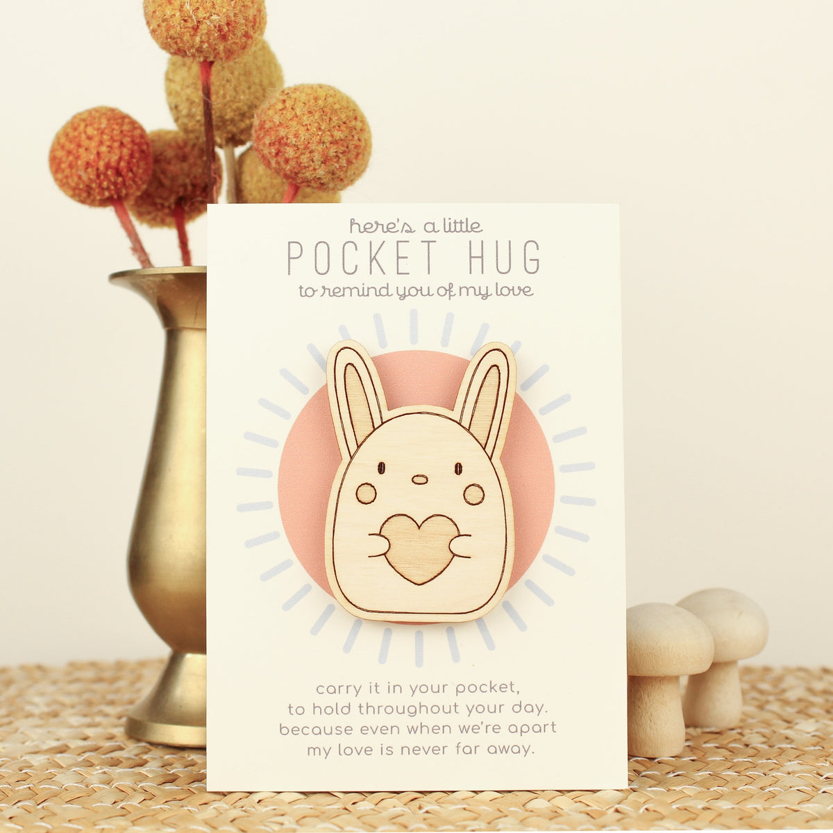 Wooden Pocket Hug | Multiple Animals Available