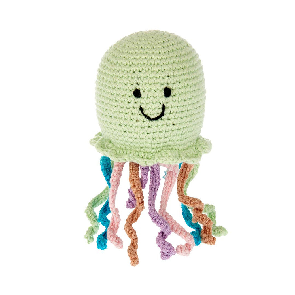 Organic Cotton Crochet Jellyfish Baby Rattle