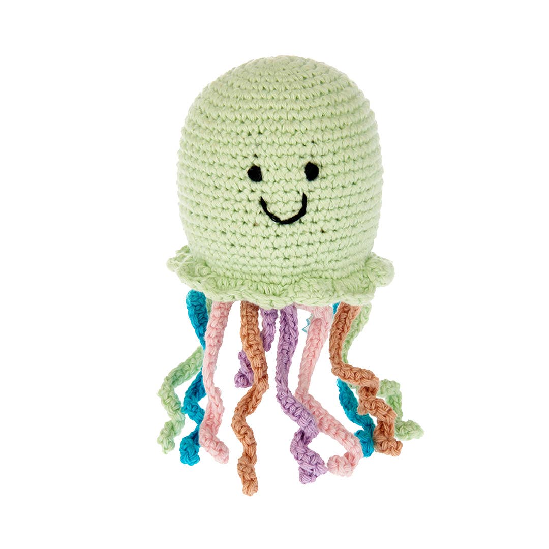 Organic Cotton Crochet Jellyfish Baby Rattle