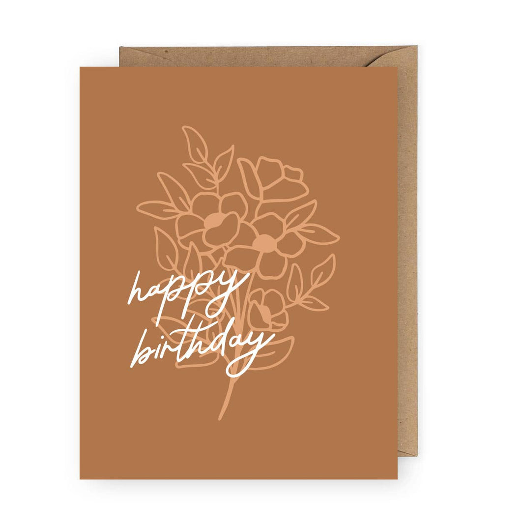 Happy Birthday Flower Bouquet Greeting Card