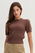 Flynn Netted Sweater Top | Espresso