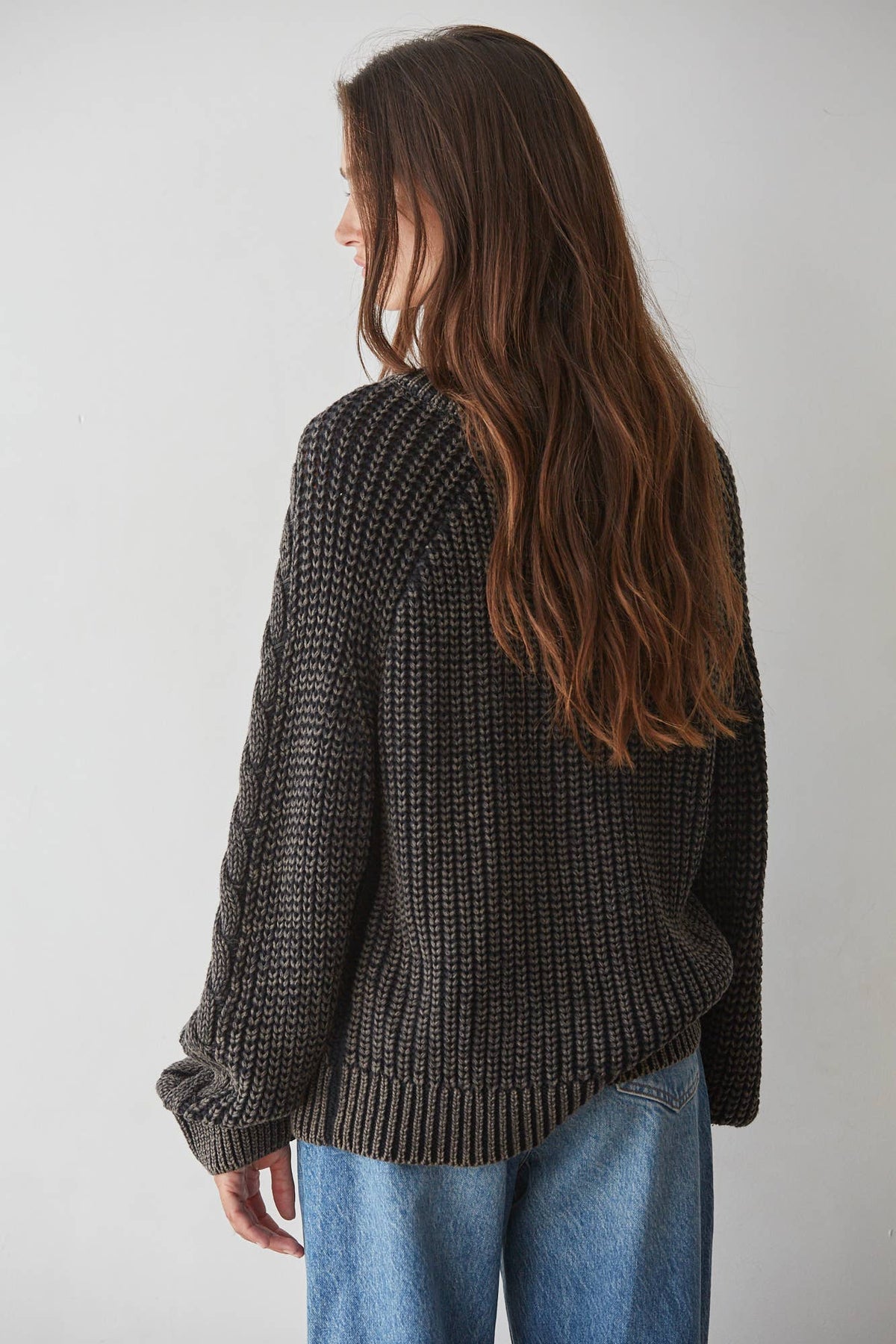 The Hudson Cable Knit Sweater | Washed Black
