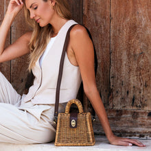 Load image into Gallery viewer, Petite Rattan Handbag with Detachable Leather Strap
