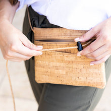 Load image into Gallery viewer, Natalie Therese 2-in-1 Cross Body + Hip Bag | Rustic Cork + Lexi Print Front
