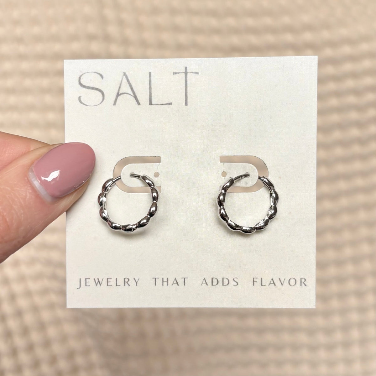Wavy Hoop Earrings | Silver Rhodium