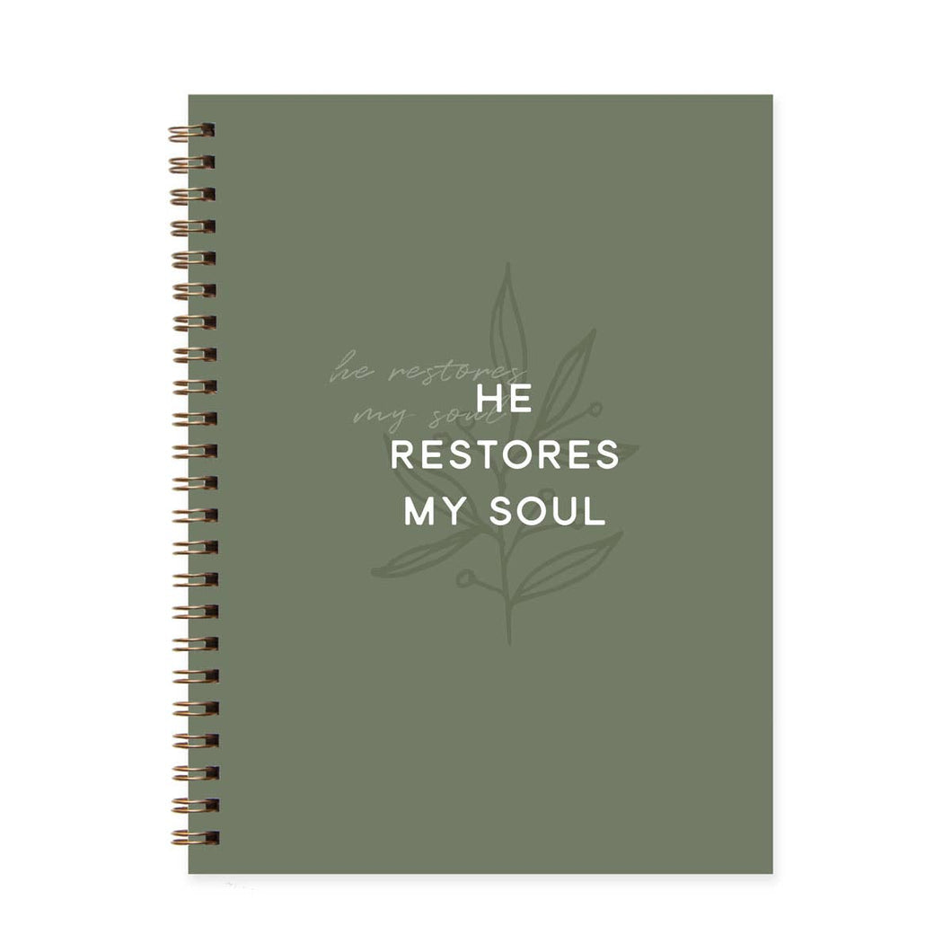 He Restores My Soul Spiral Journal Notebook