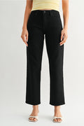 Just Black Denim Mid Rise Stretchy Straight Leg Jean | Black