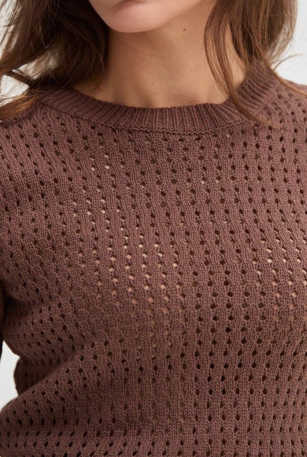 Flynn Netted Sweater Top | Espresso