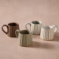 Sundara Conical Fluted Ceramic Espresso Mugs | Set of 4