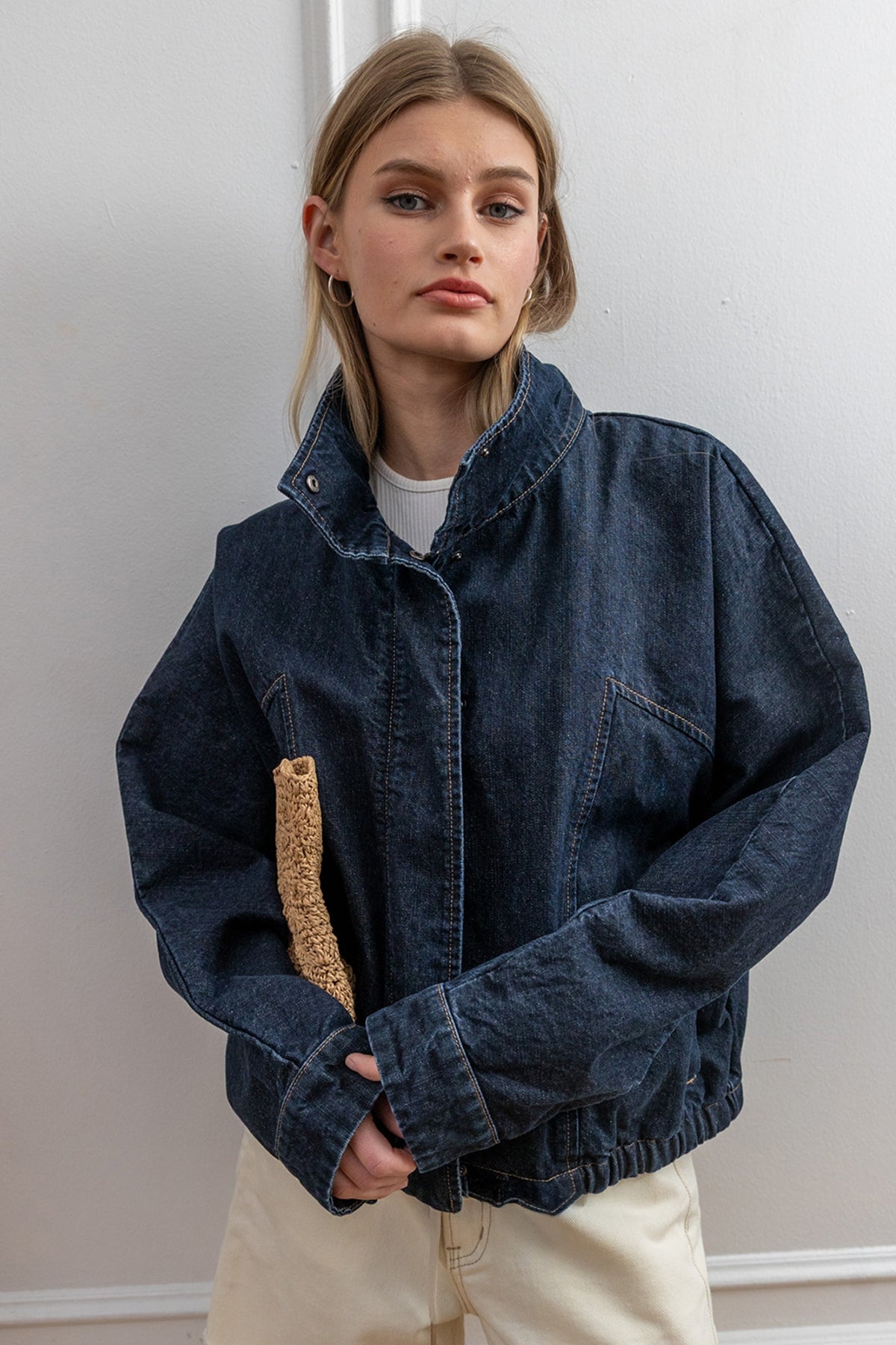 High Neck Denim Jacket